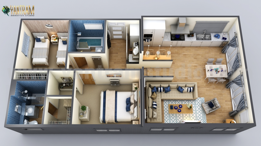 New Small House  Design  3D Floor Plan  by Yantarm 